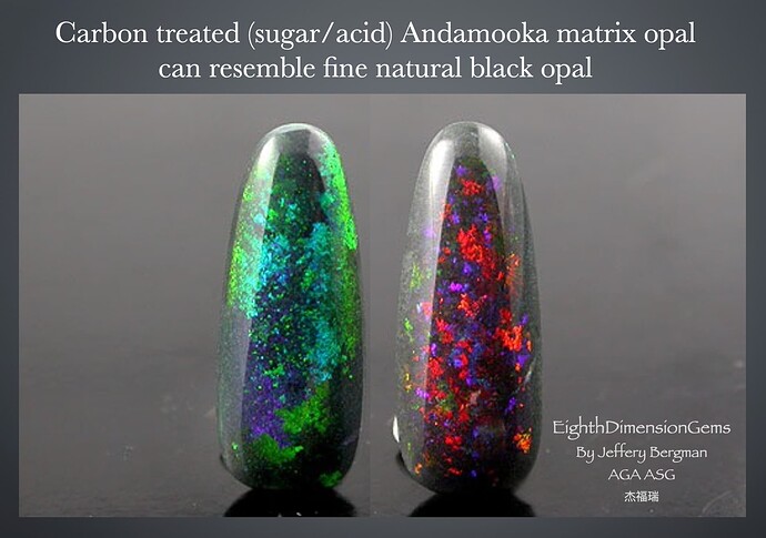 Carbon treated Andamooka matrix opal