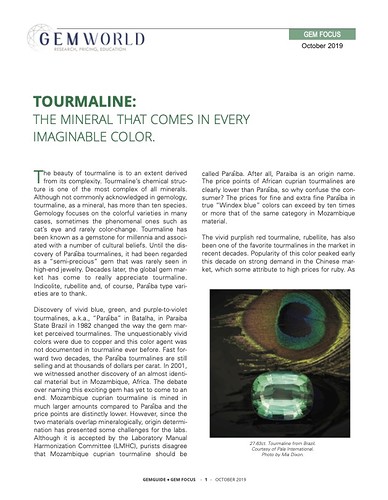 2019 Gem World Copper bearing tourmaline