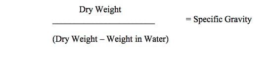 Calculating specific gravity - formula